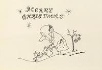 This comical Christmas card by Lloyd Alexander is a self-caricature by the author.
